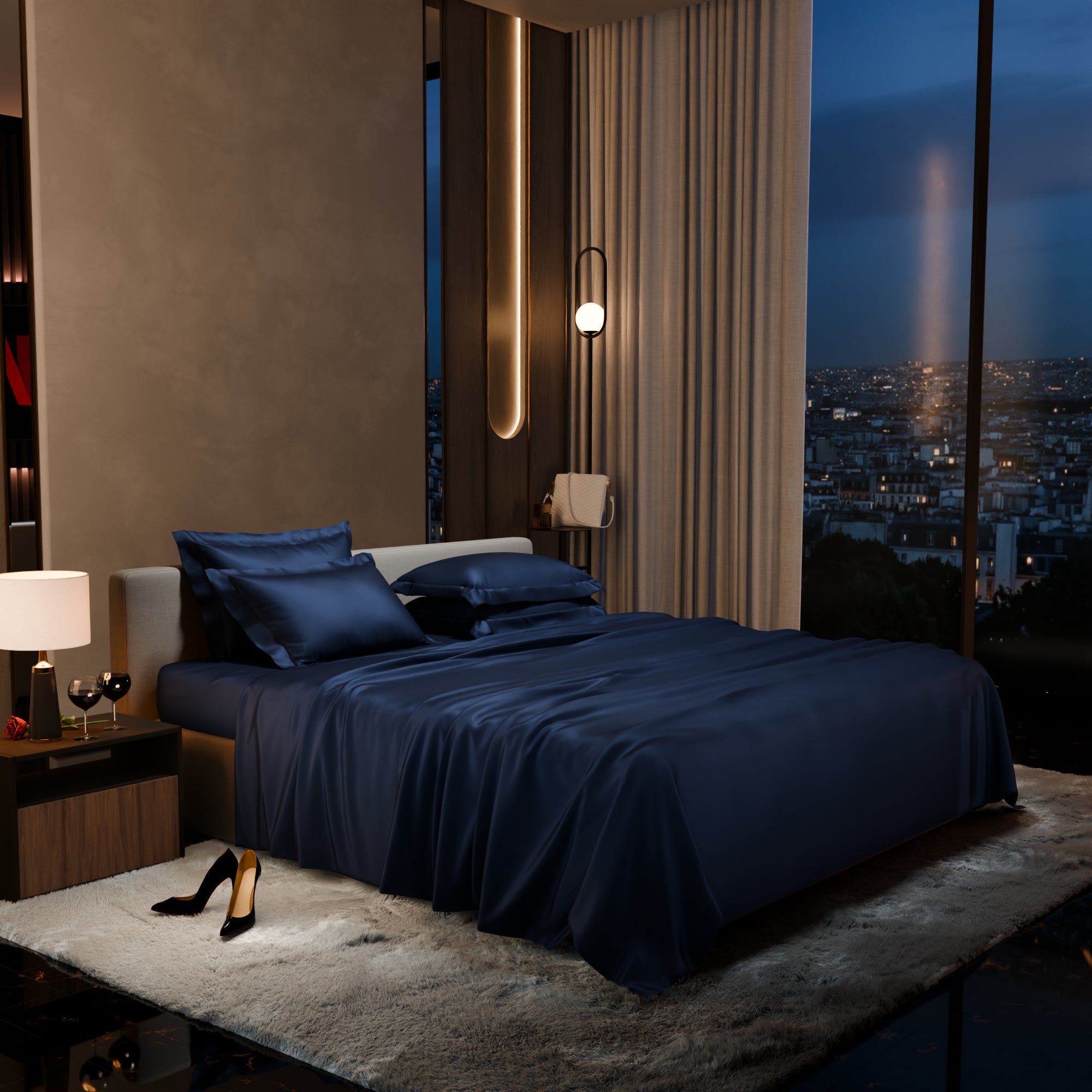 Mystique Blue Flat Bedsheet Set
