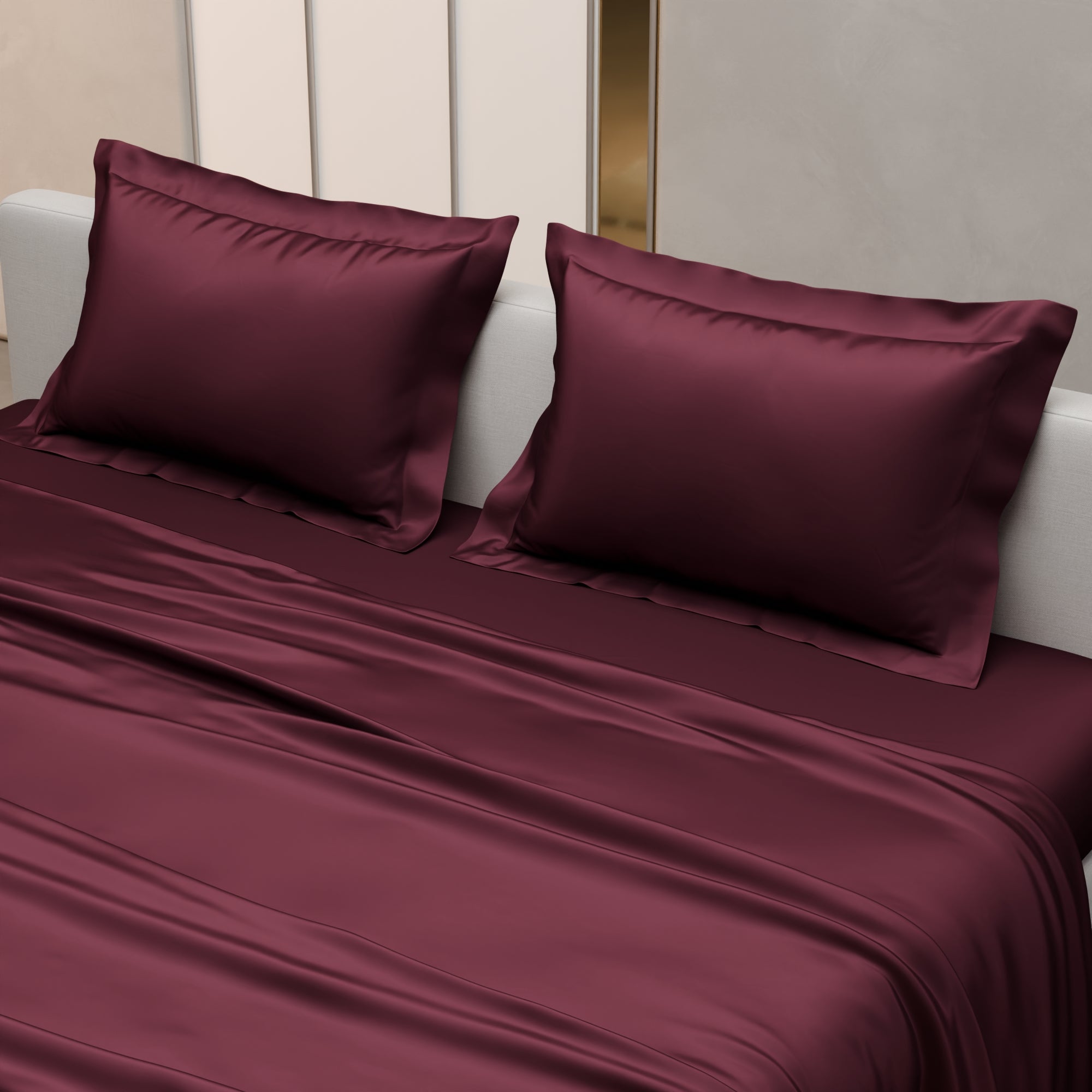 Velvet Wine Flat Bedsheet Set