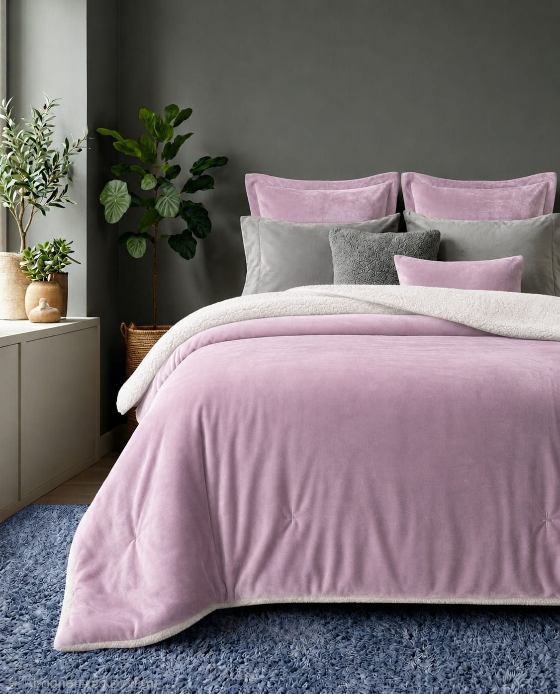 Sherpa Milano King Size Reversible 2 in 1 Blanket - Pink
