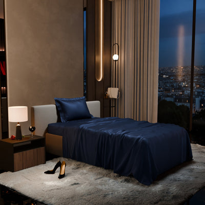 Mystique Blue Flat Bedsheet Set