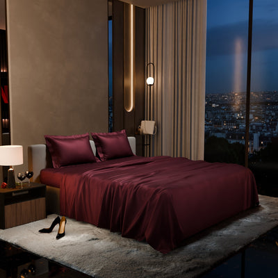 Velvet Wine Flat Bedsheet Set