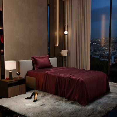 Velvet Wine Flat Bedsheet Set