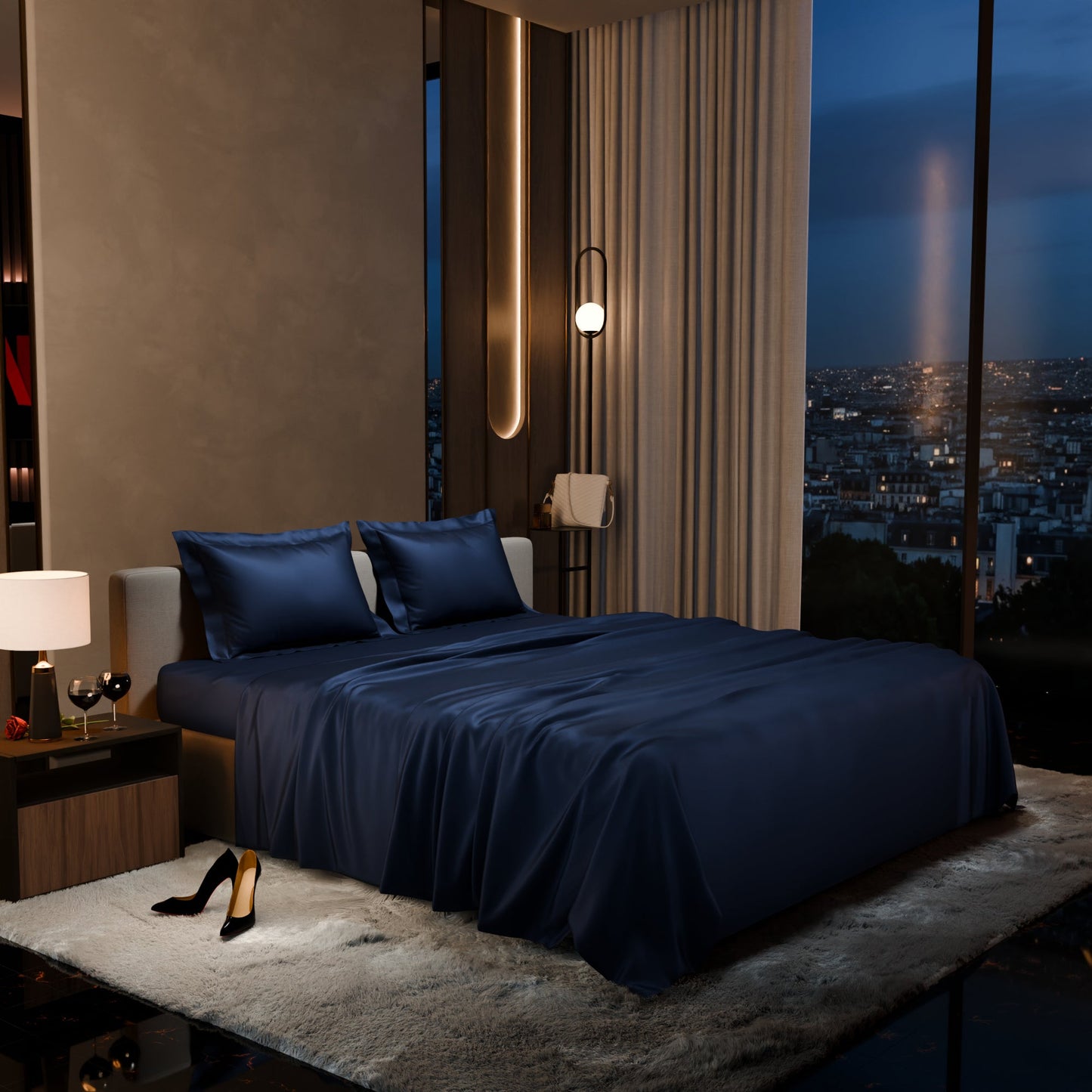 Mystique Blue Flat Bedsheet Set