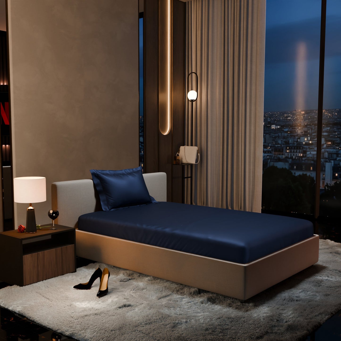 Mystique Blue Fitted Bedsheet Set