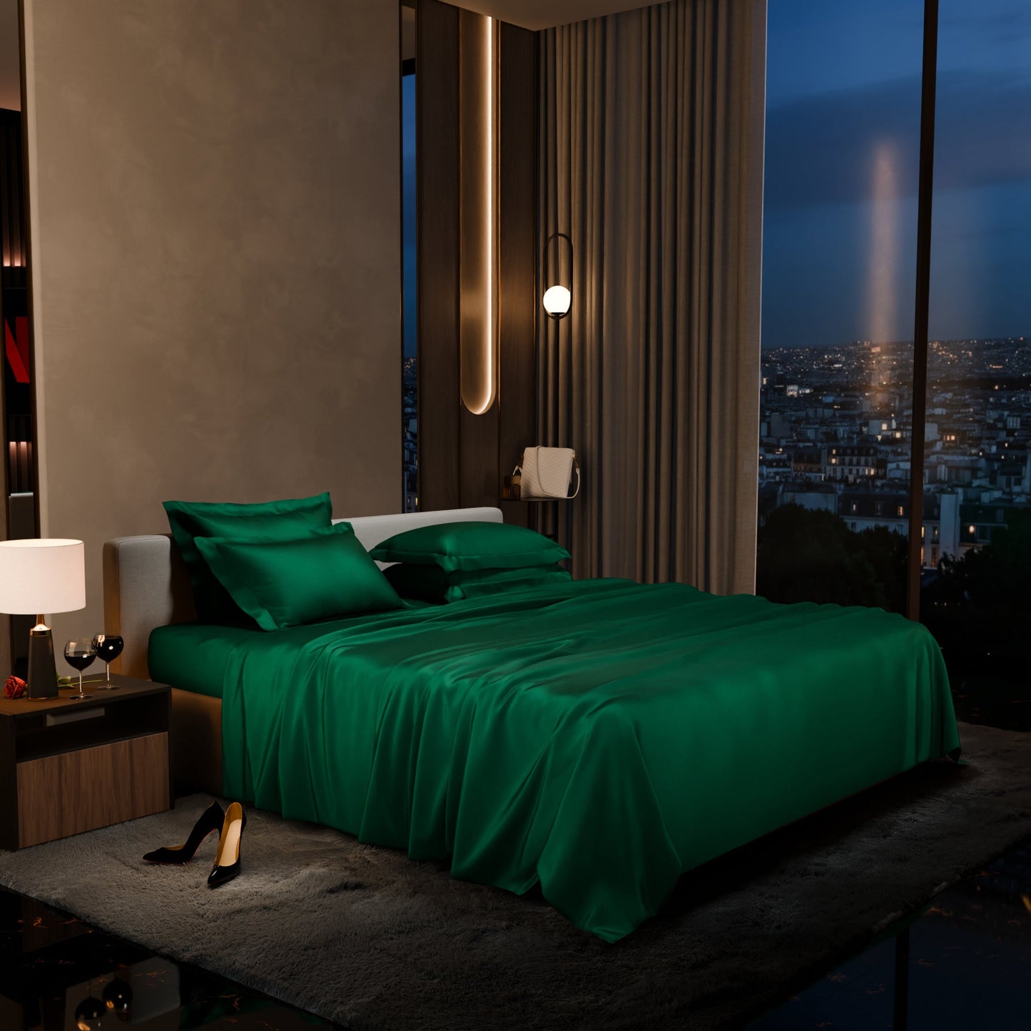 Emerald Green Flat Bedsheet Set