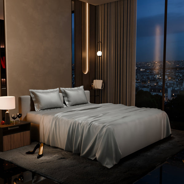 Harbour Mist Grey Flat Bedsheet Set