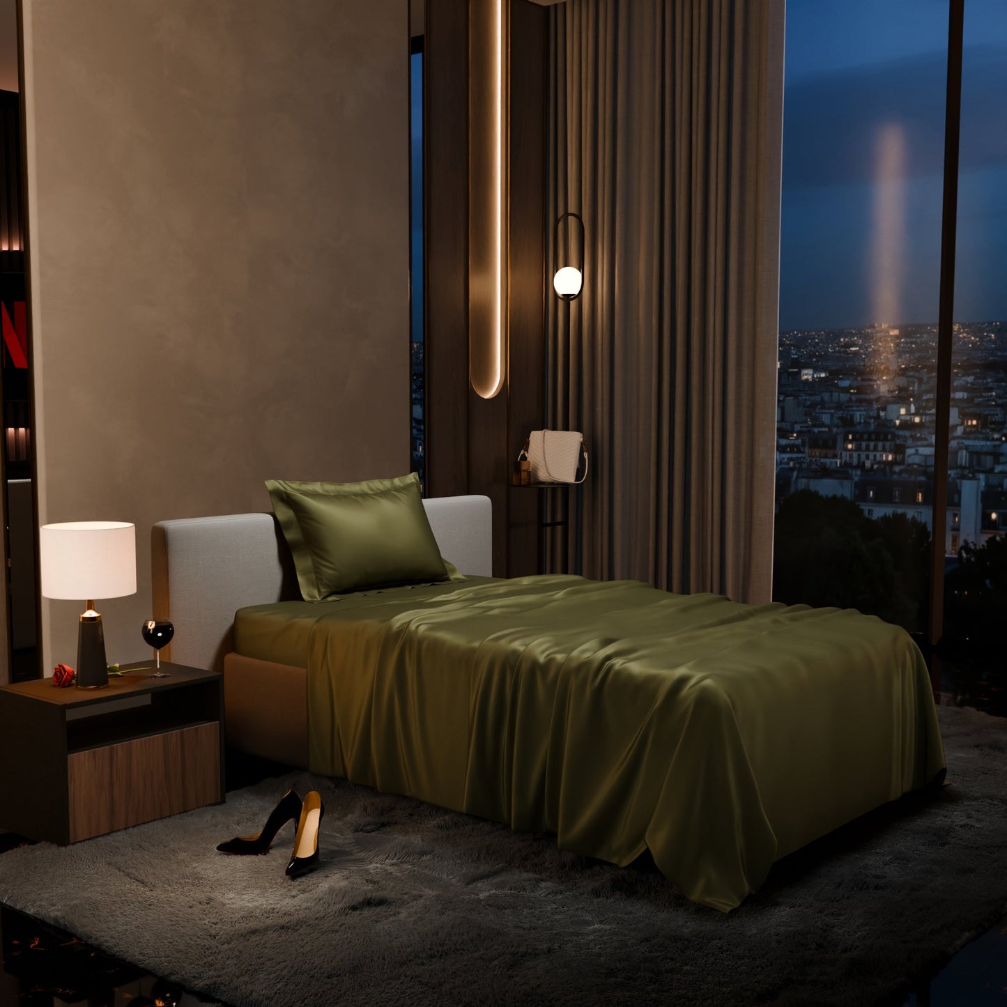 Olive Oasis Flat Bedsheet Set