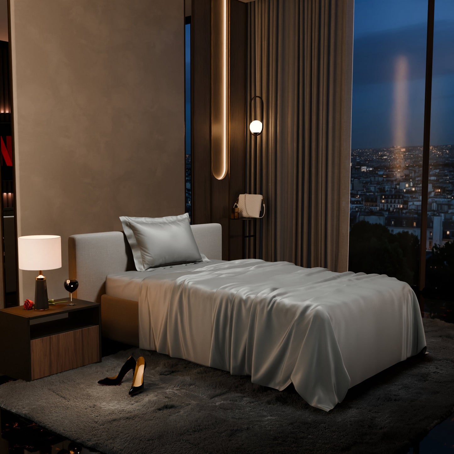 Harbour Mist Grey Flat Bedsheet Set