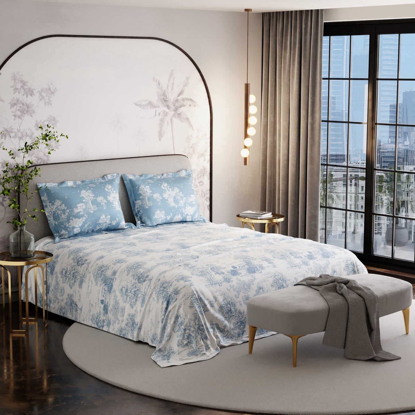Snow Flower 300TC 100% Cotton Bedsheet Set