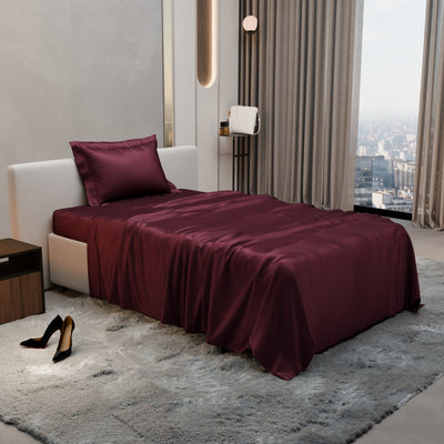 Velvet Wine Flat Bedsheet Set