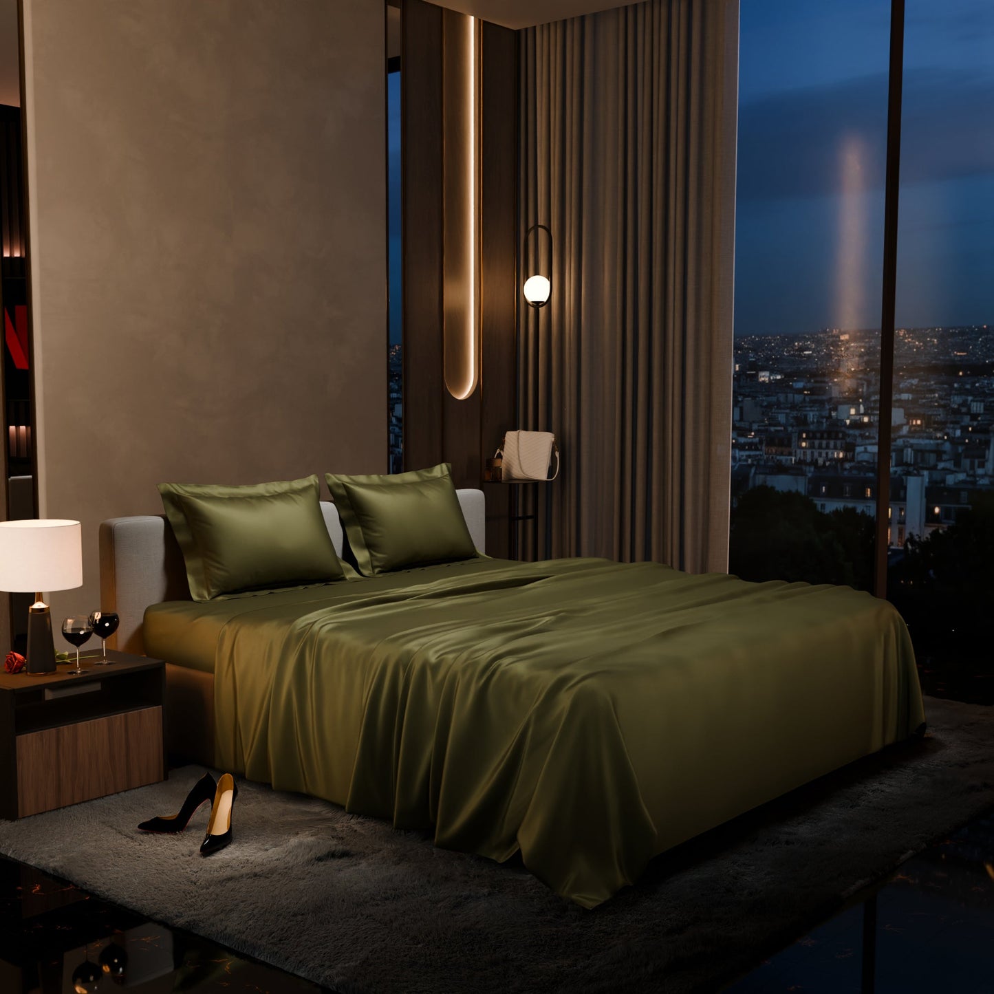 Olive Oasis Flat Bedsheet Set