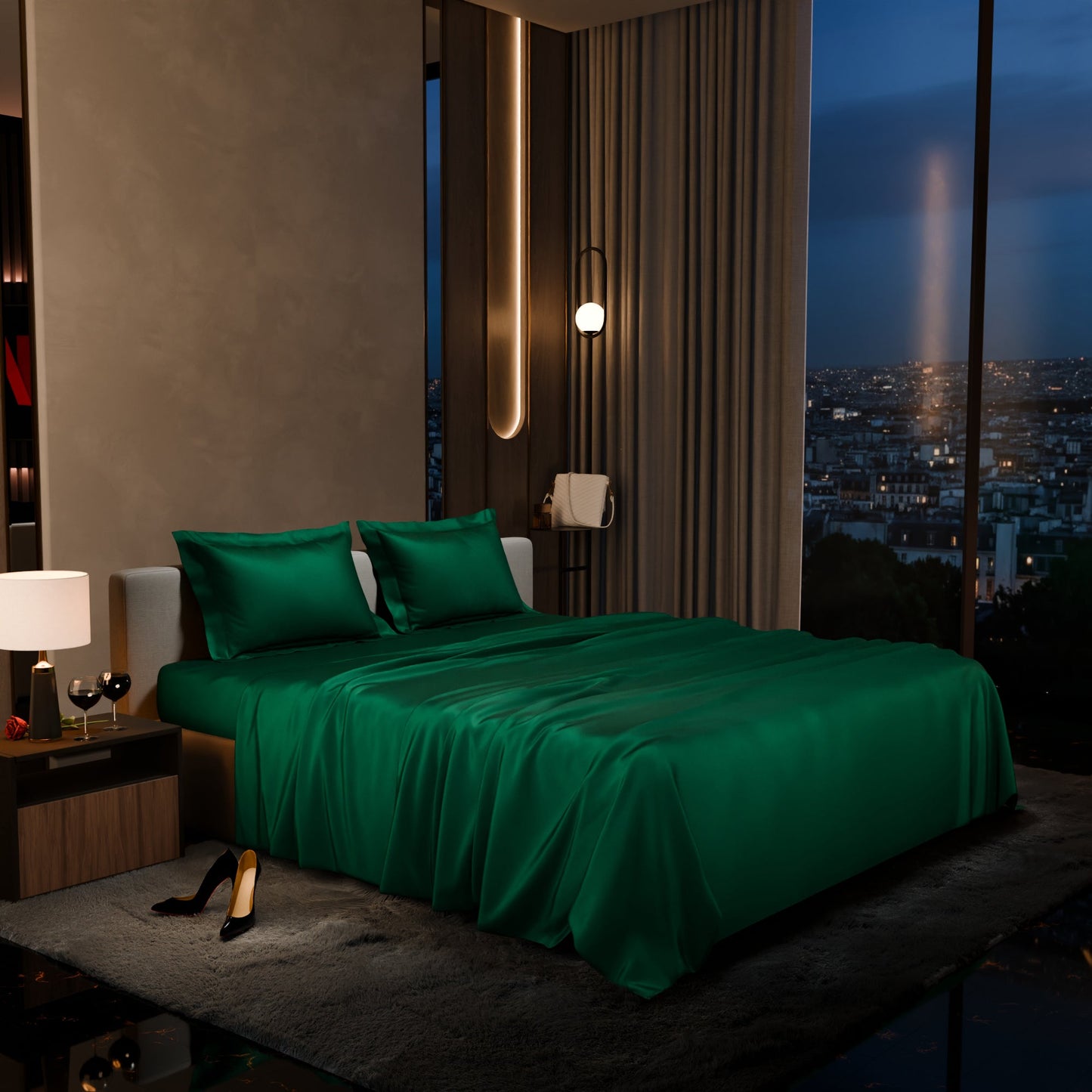 Emerald Green Flat Bedsheet Set