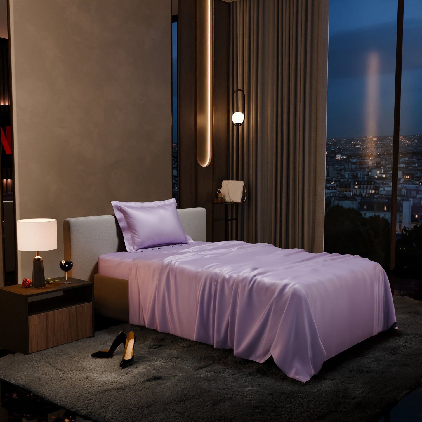 Lilac Affair Flat Bedsheet Set