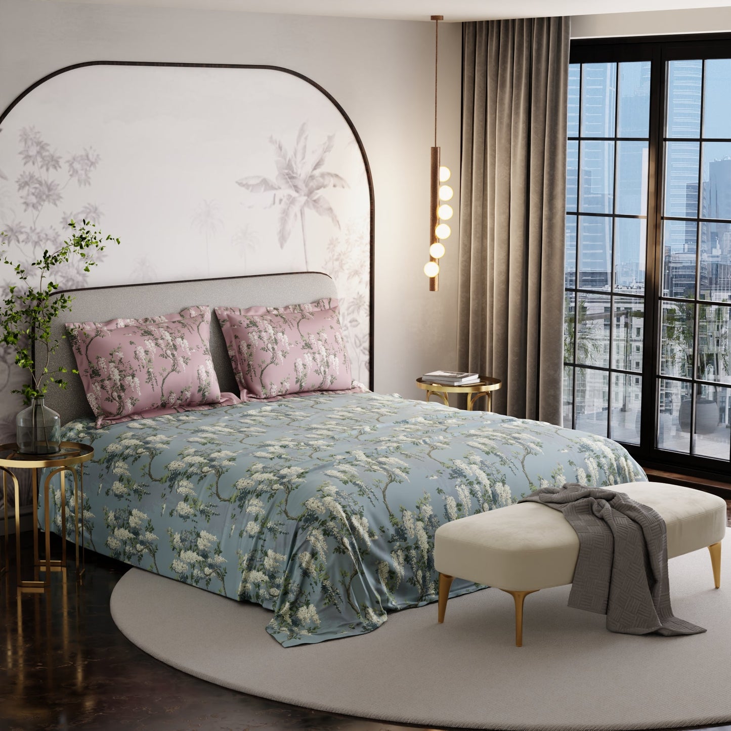 Wild Magnolia 300TC 100% Cotton Bedsheet Set
