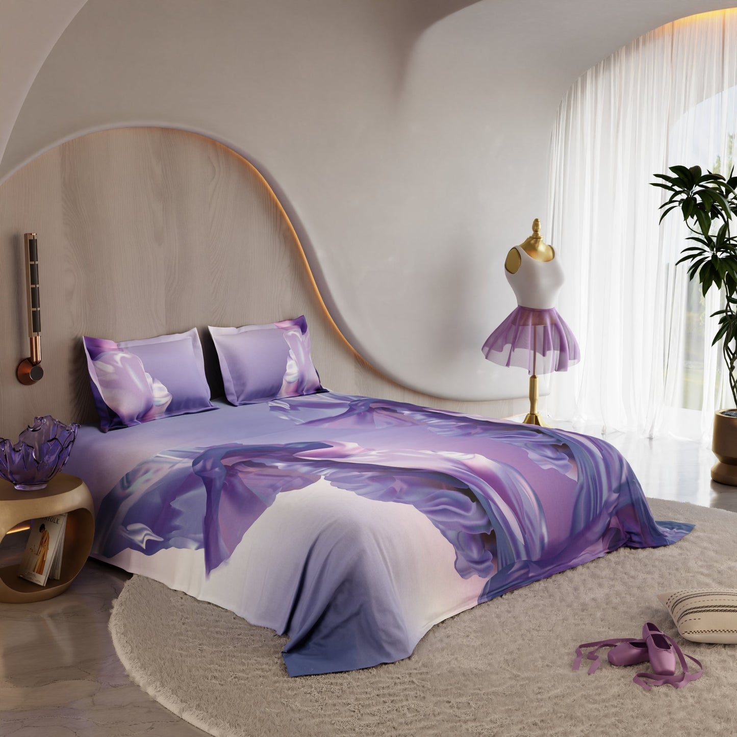 Lilac Twirl 100% Cotton Bedsheet Set