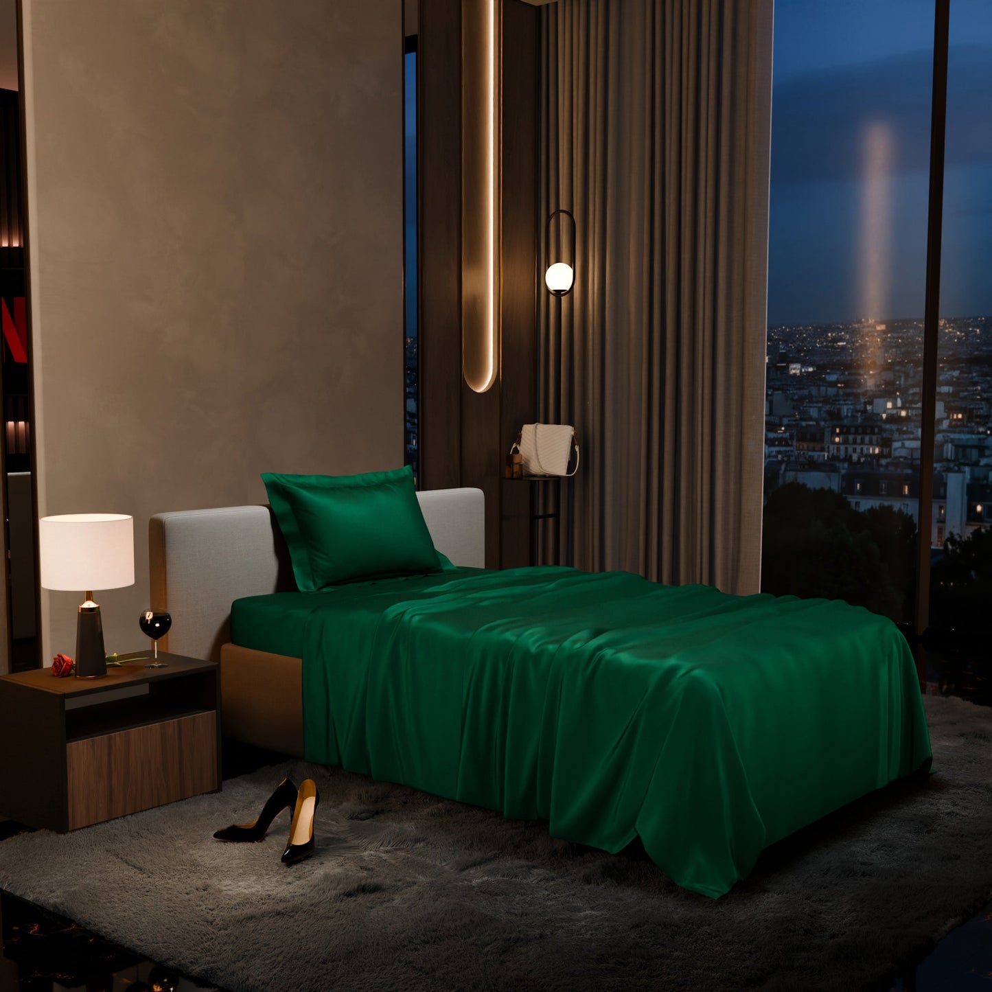 Emerald Green Flat Bedsheet Set