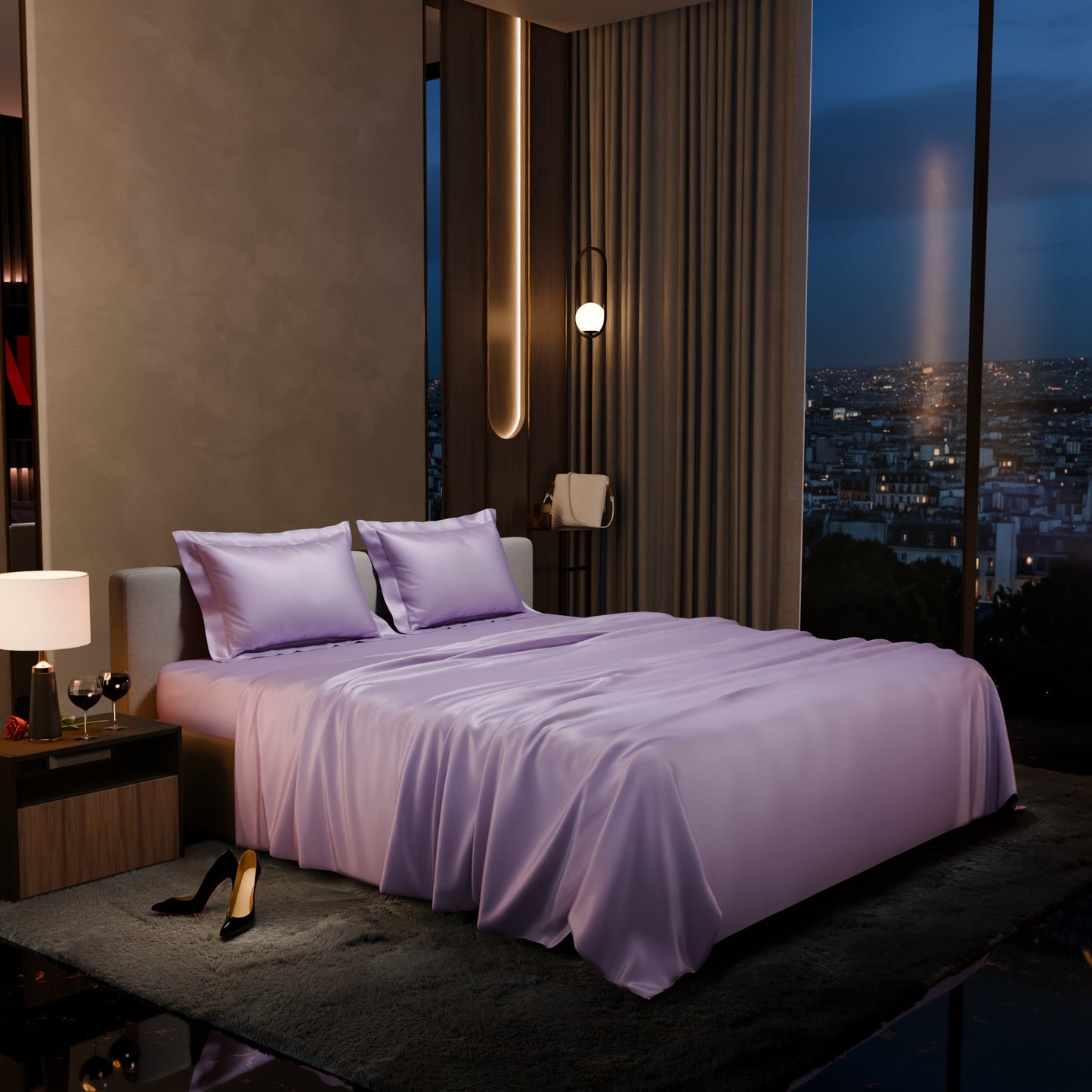 Lilac Affair Flat Bedsheet Set