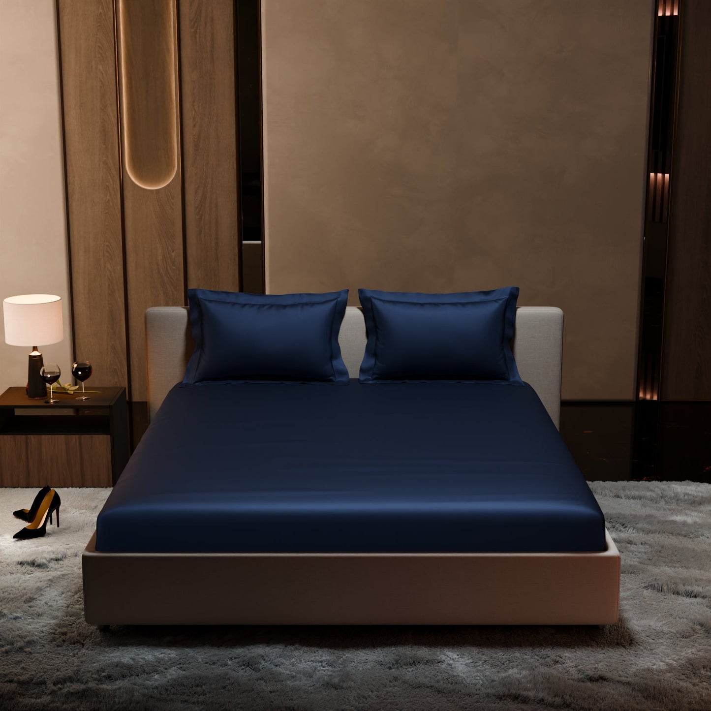 Mystique Blue Fitted Bedsheet Set