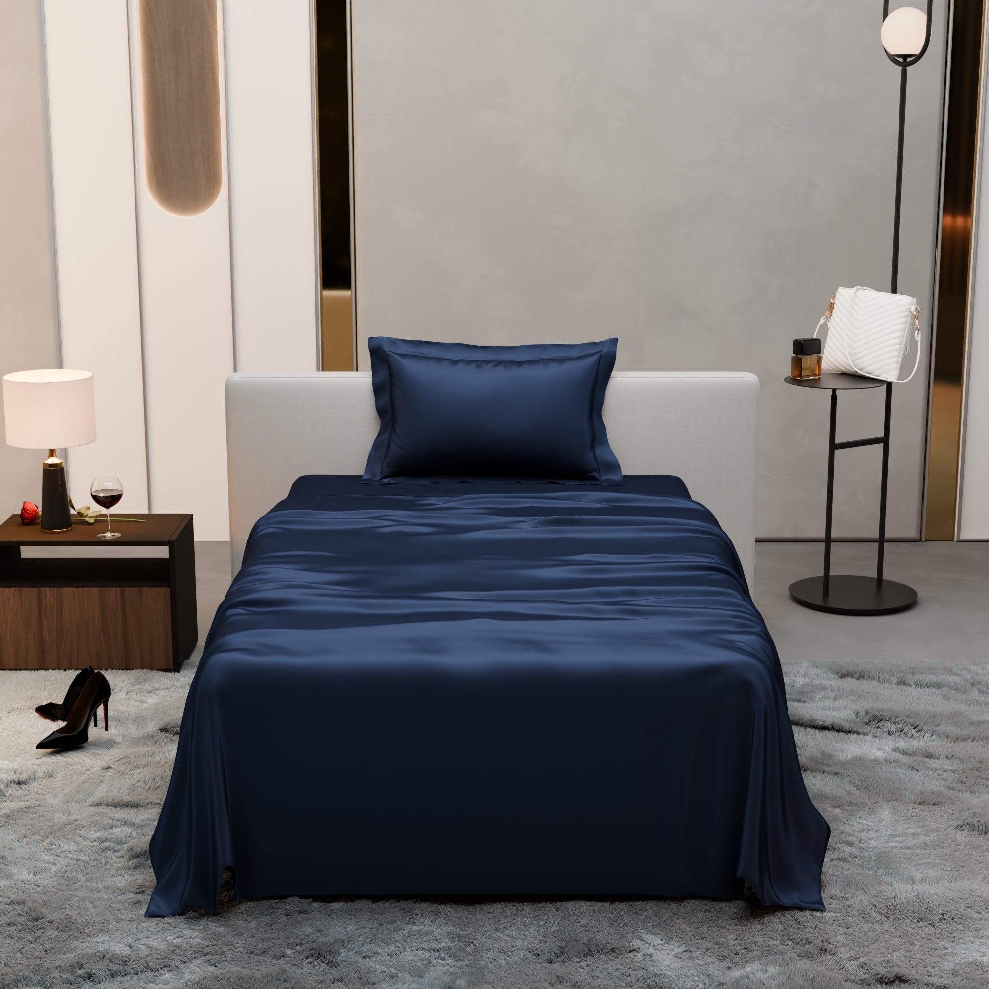 Mystique Blue Flat Bedsheet Set