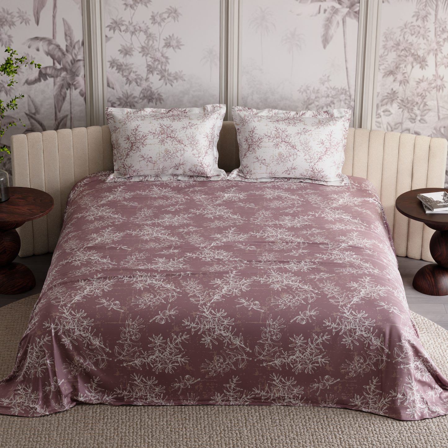Ember Leaf 300TC 100% Cotton Bedsheet Set
