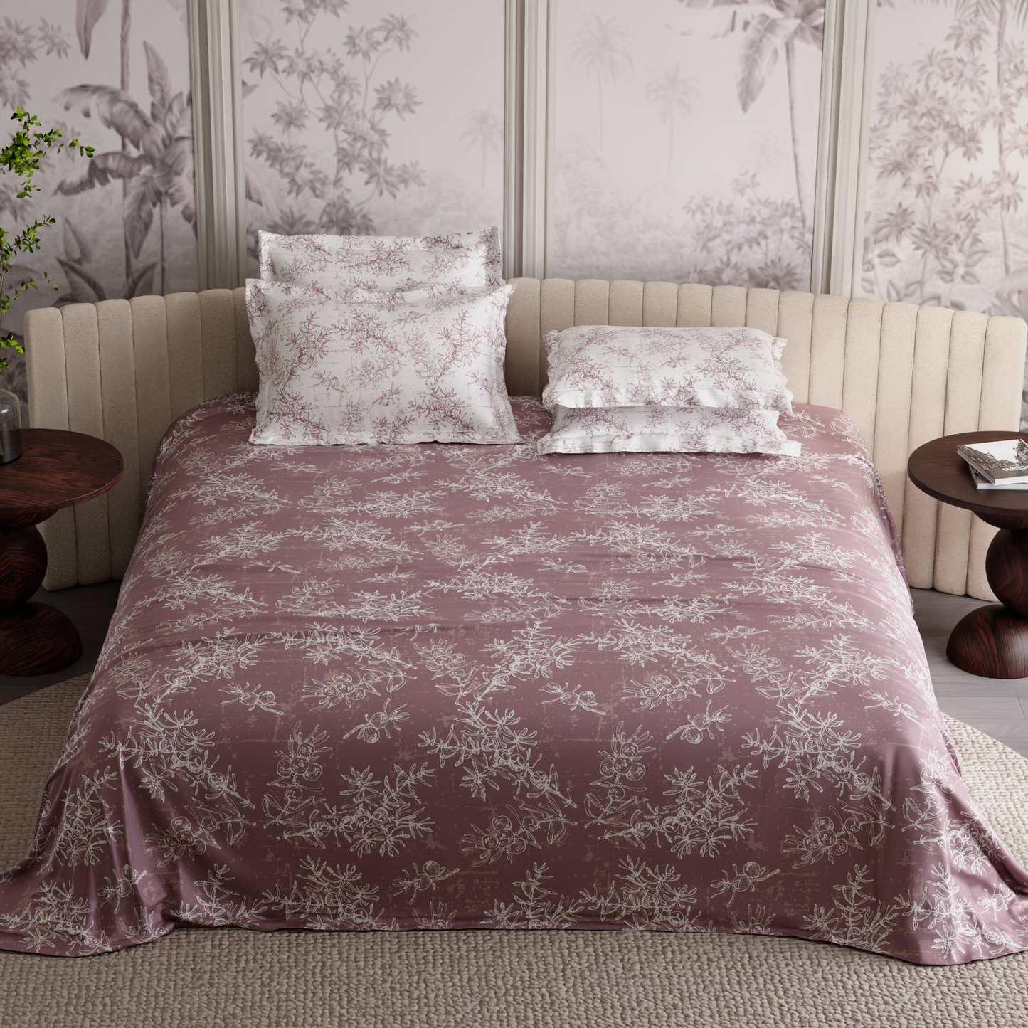 Ember Leaf 300TC 100% Cotton Bedsheet Set