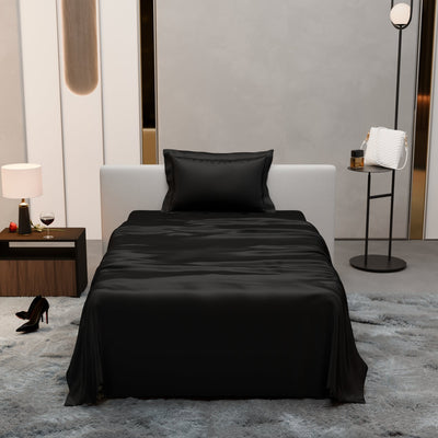 Midnight Black Flat Bedsheet Set