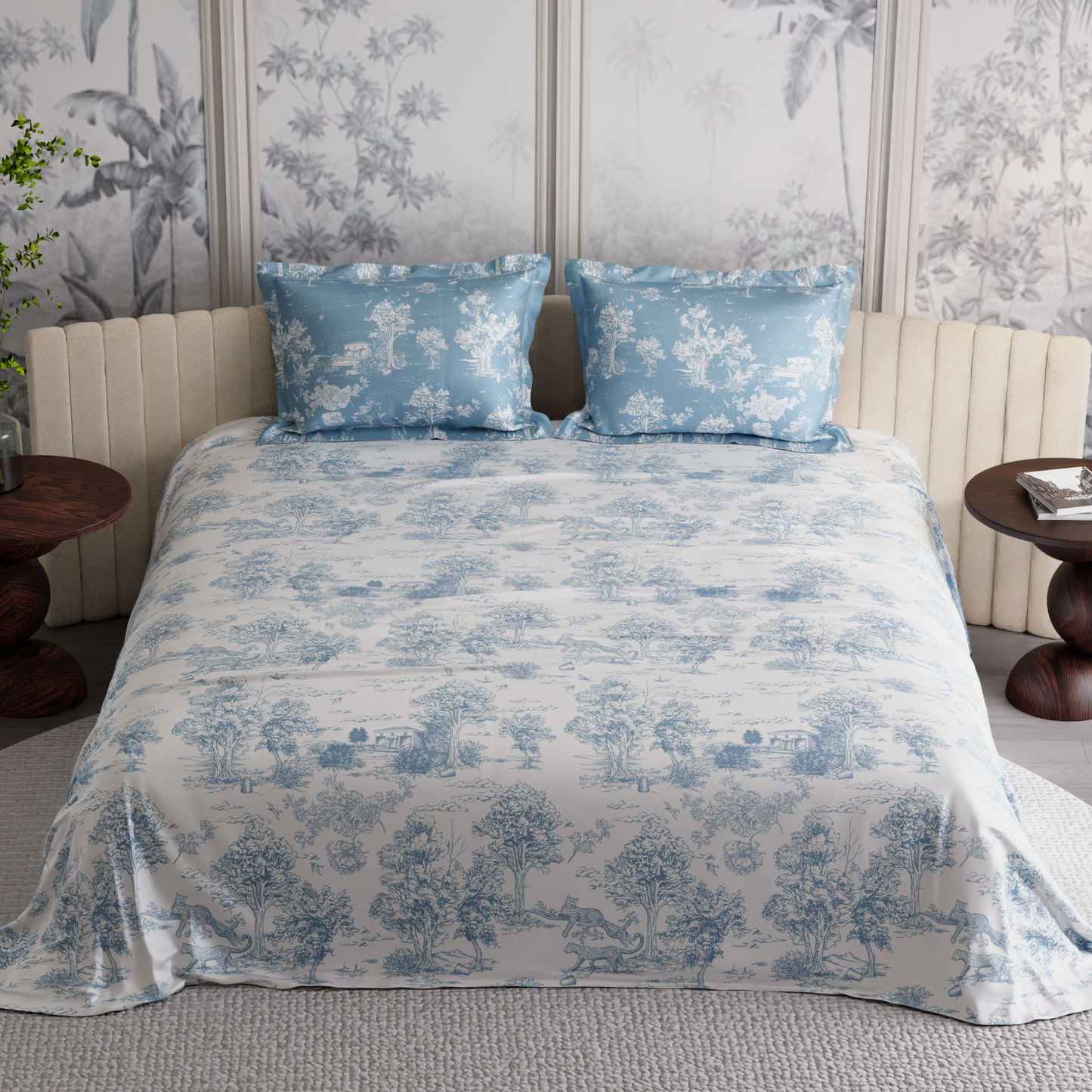 Snow Flower 300TC 100% Cotton Bedsheet Set
