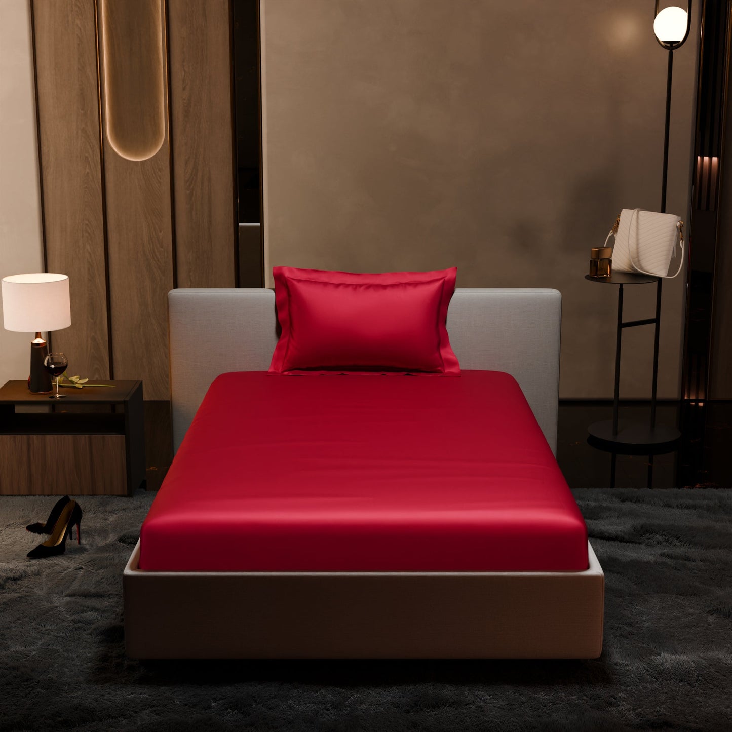 Flirty Red Fitted Bedsheet Set