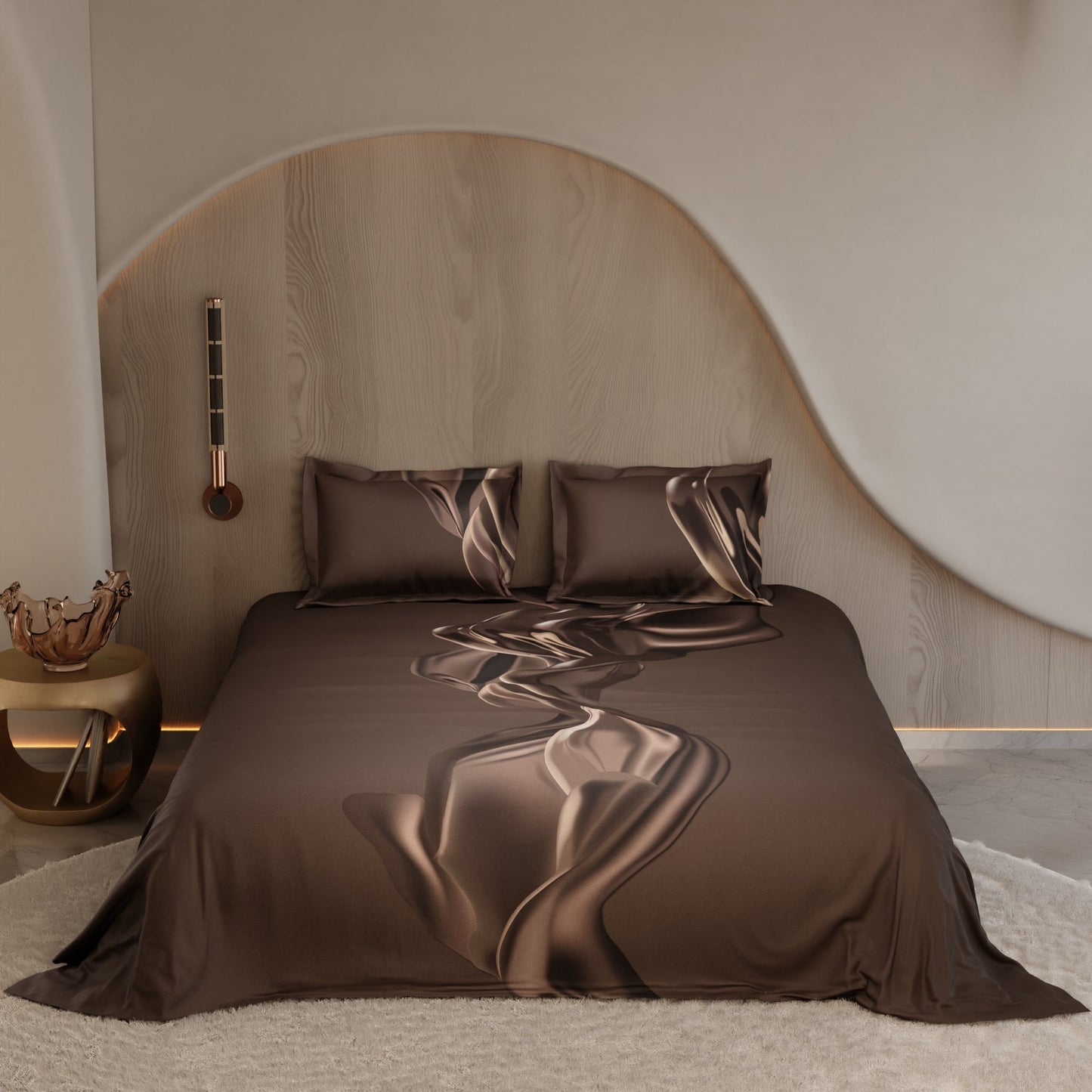Sepia Swirl 100% Cotton Bedsheet Set