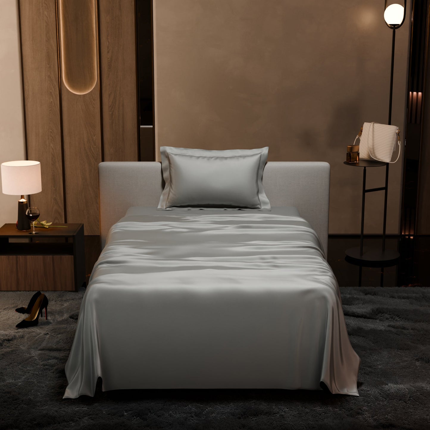 Harbour Mist Grey Flat Bedsheet Set