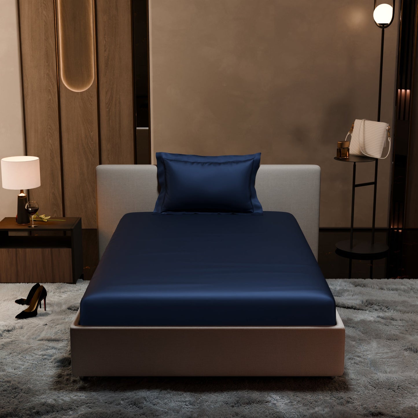 Mystique Blue Fitted Bedsheet Set