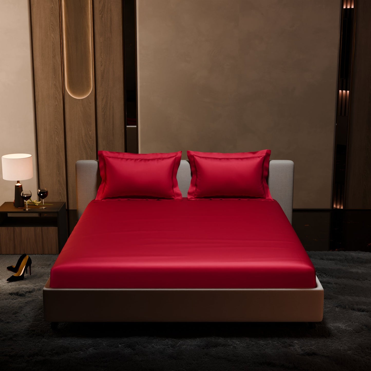Flirty Red Fitted Bedsheet Set