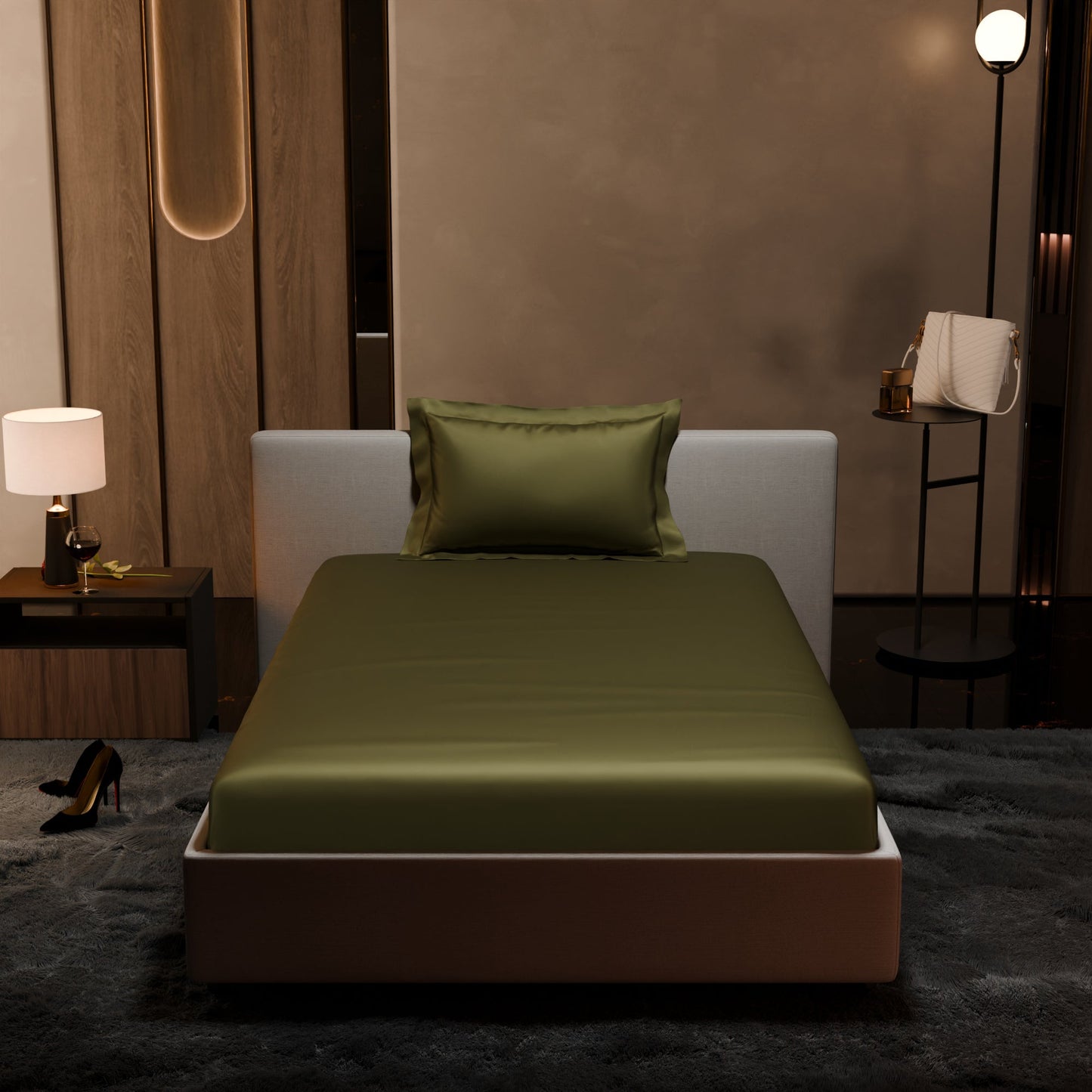 Olive Oasis Fitted Bedsheet Set
