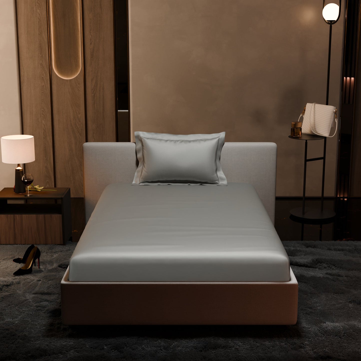 Harbour Mist Grey Fitted Bedsheet Set
