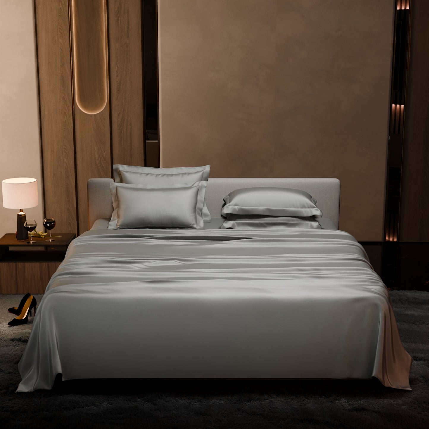 Harbour Mist Grey Flat Bedsheet Set