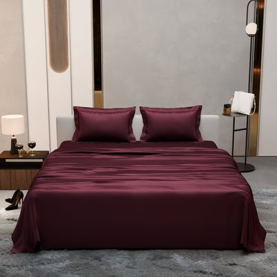 Velvet Wine Flat Bedsheet Set