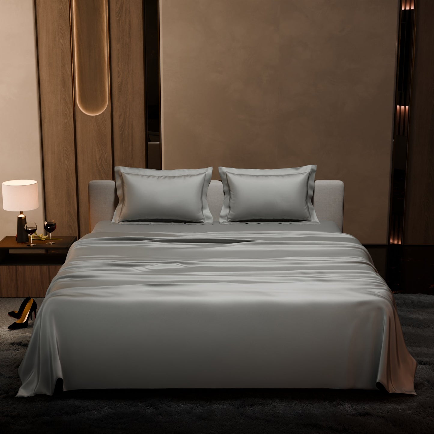 Harbour Mist Grey Flat Bedsheet Set