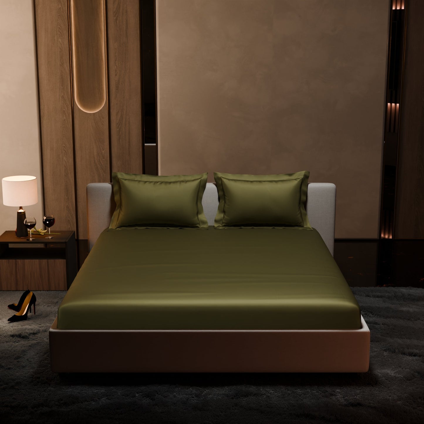 Olive Oasis Fitted Bedsheet Set