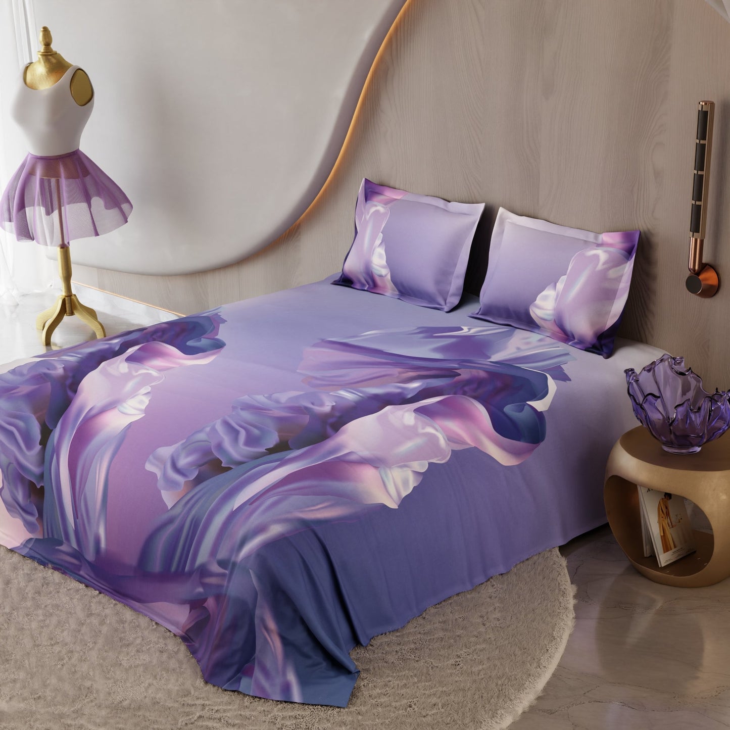 Lilac Twirl 100% Cotton Bedsheet Set