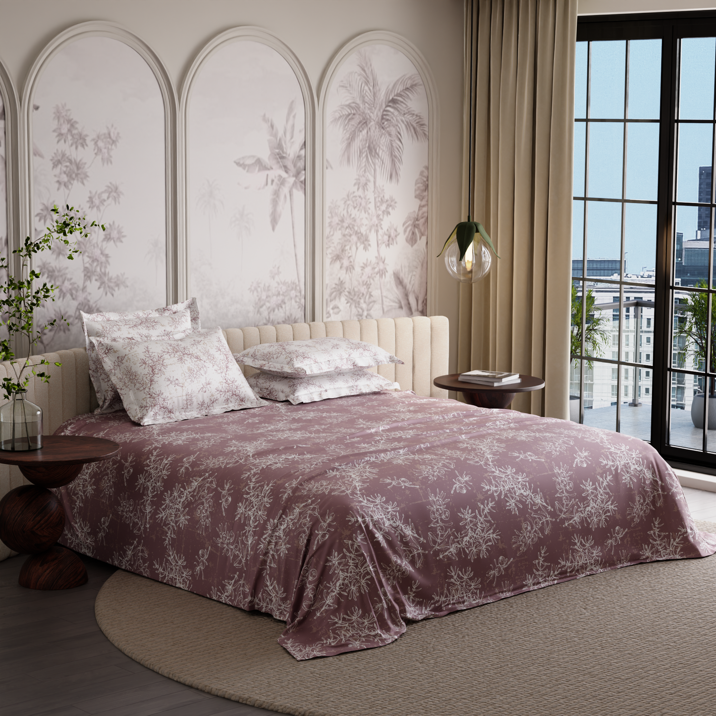 Ember Leaf 300TC 100% Cotton Bedsheet Set