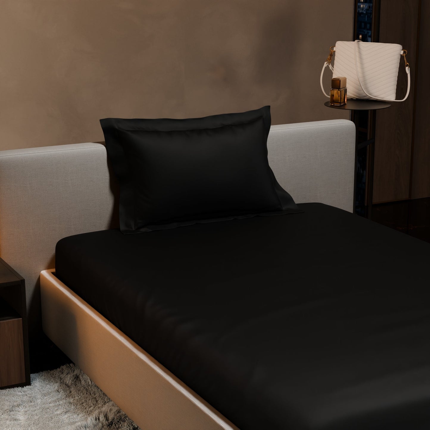 Midnight Black Fitted Bedsheet Set
