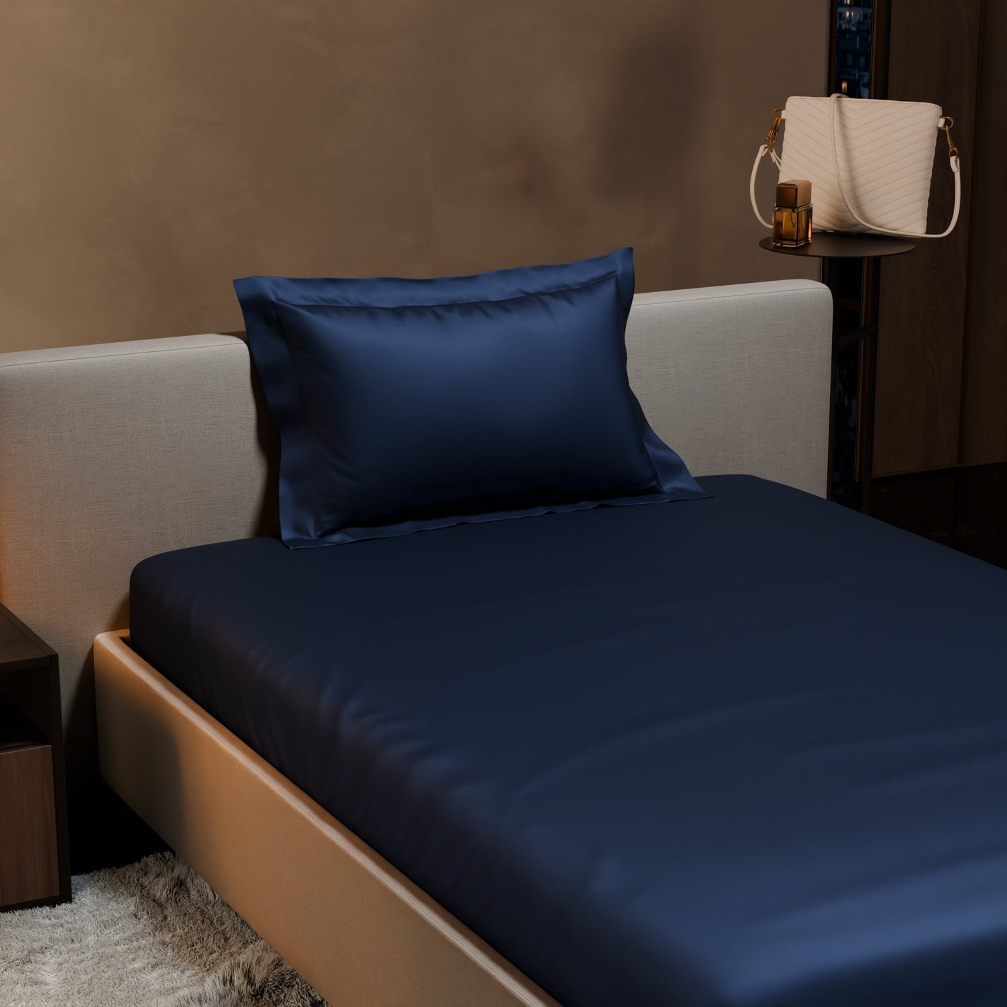 Mystique Blue Fitted Bedsheet Set