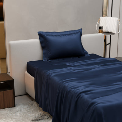 Mystique Blue Flat Bedsheet Set