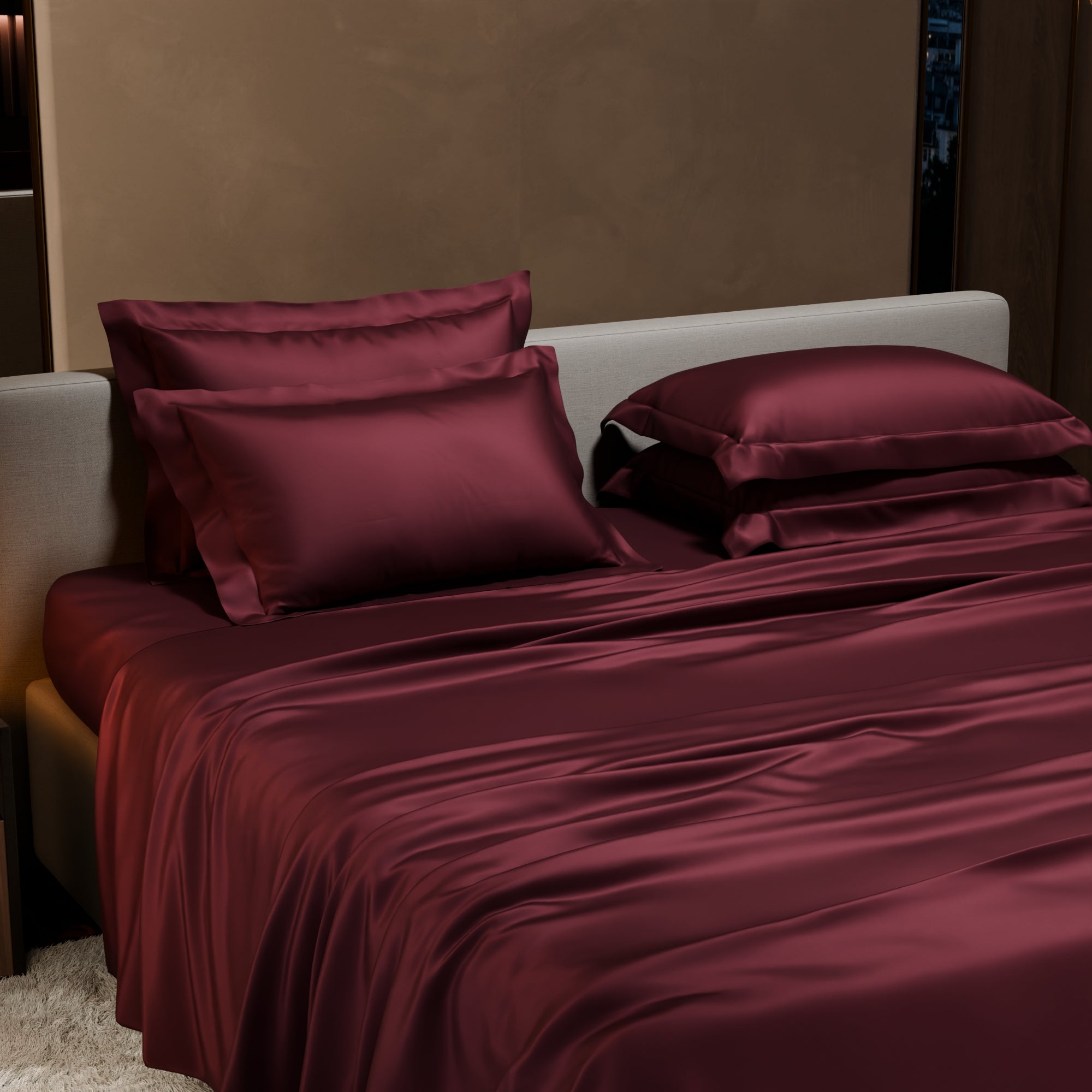 Velvet Wine Flat Bedsheet Set