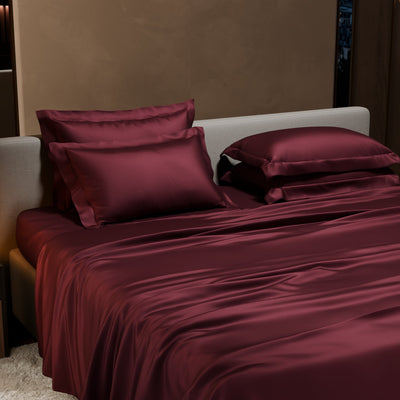 Velvet Wine Flat Bedsheet Set
