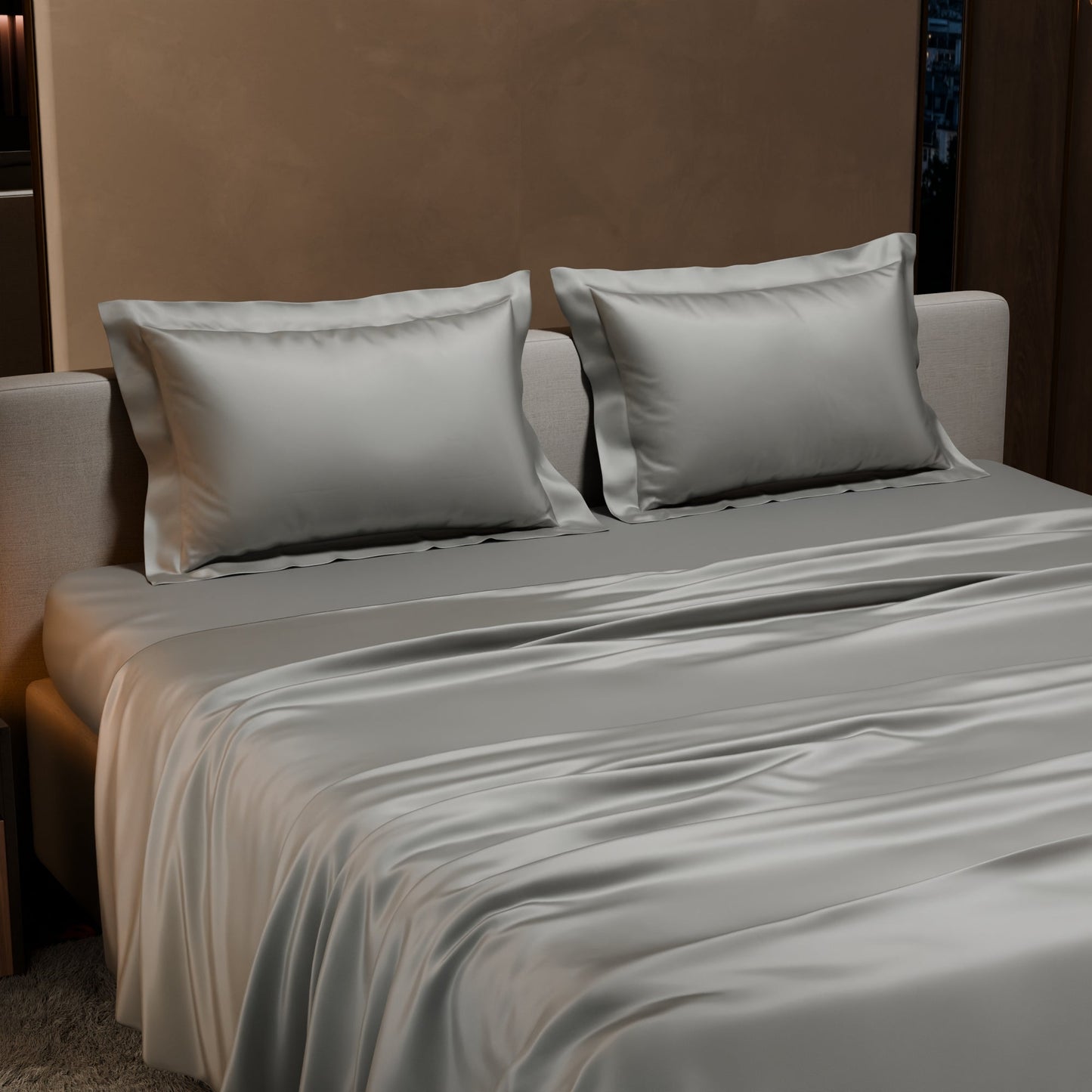 Harbour Mist Grey Flat Bedsheet Set