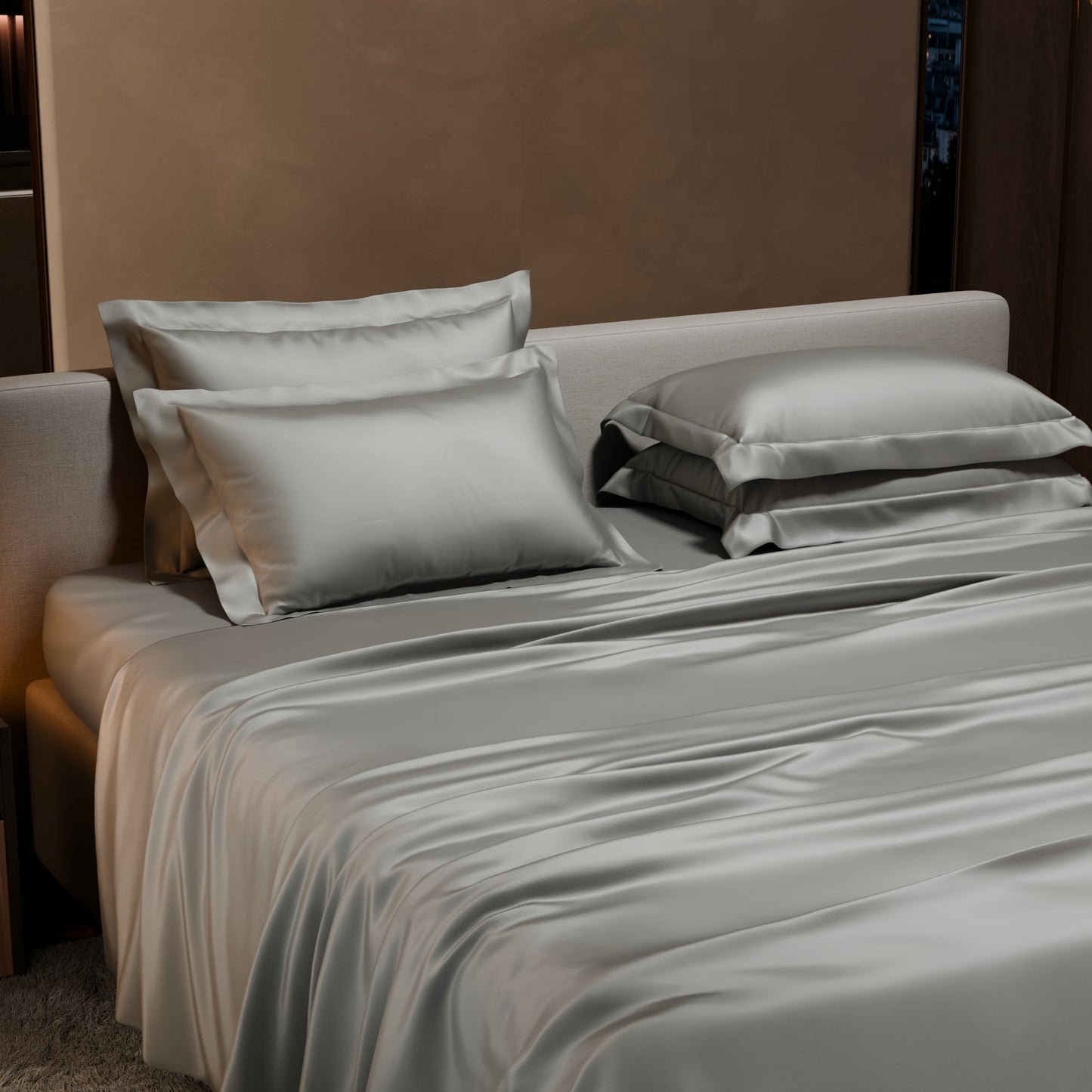 Harbour Mist Grey Flat Bedsheet Set