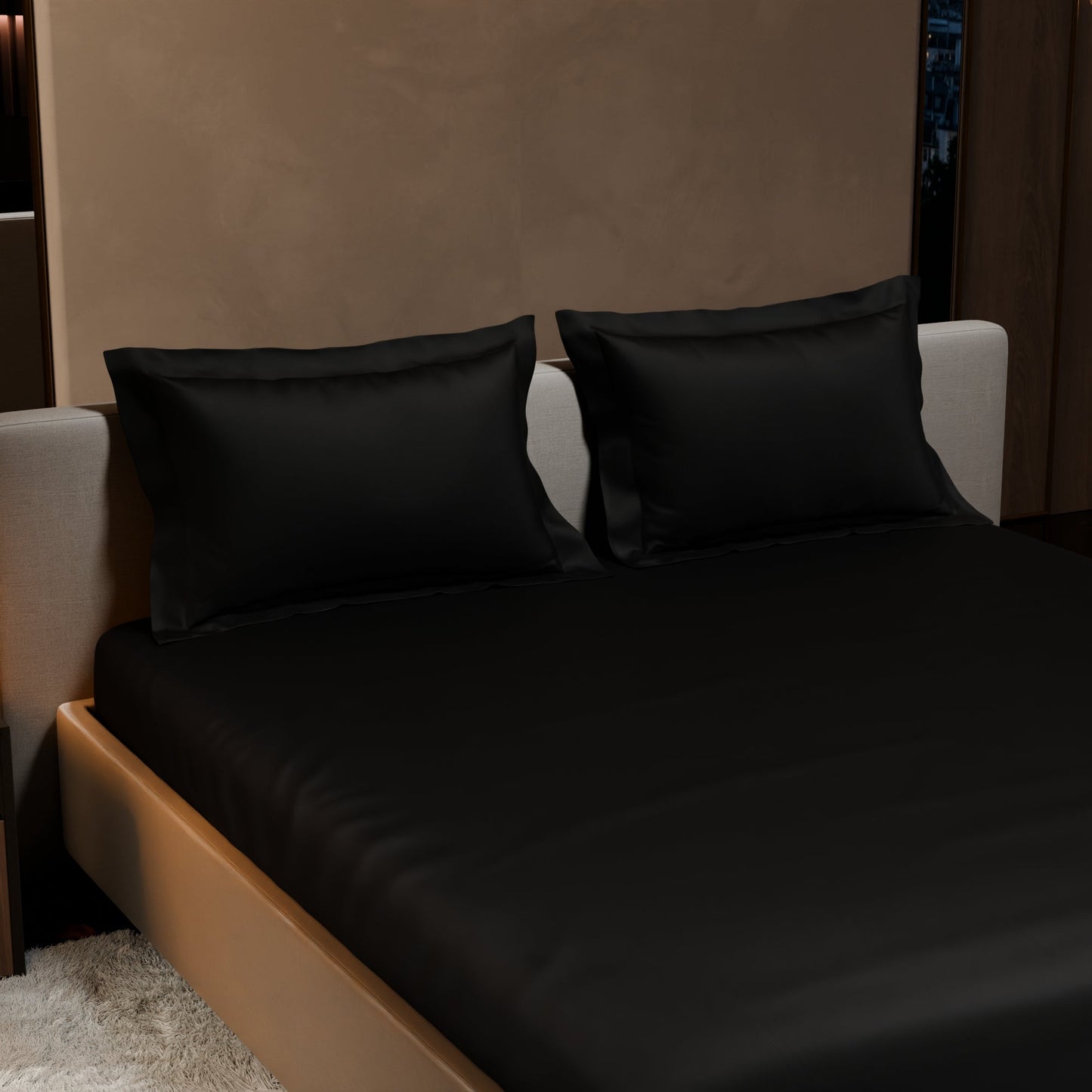Midnight Black Fitted Bedsheet Set