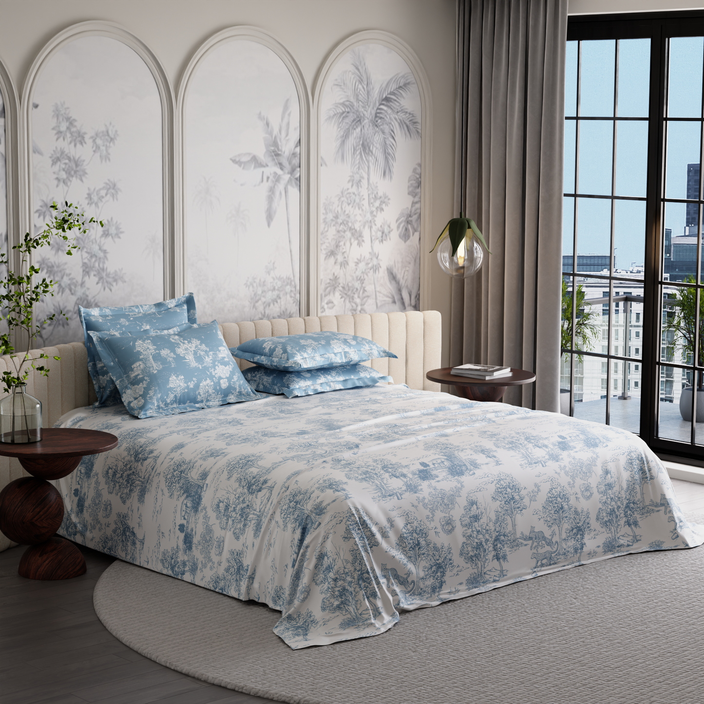 Snow Flower 300TC 100% Cotton Bedsheet Set