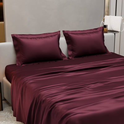 Velvet Wine Flat Bedsheet Set